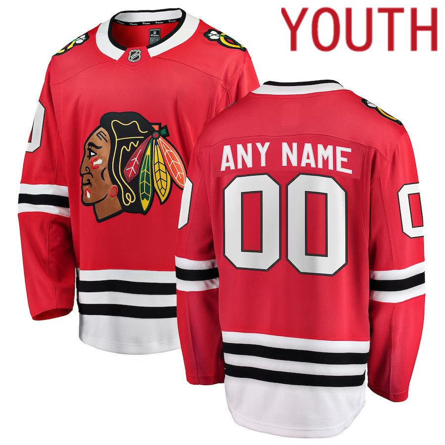 Youth Chicago Blackhawks Fanatics Branded Red Home Breakaway Custom NHL Jersey->youth nhl jersey->Youth Jersey